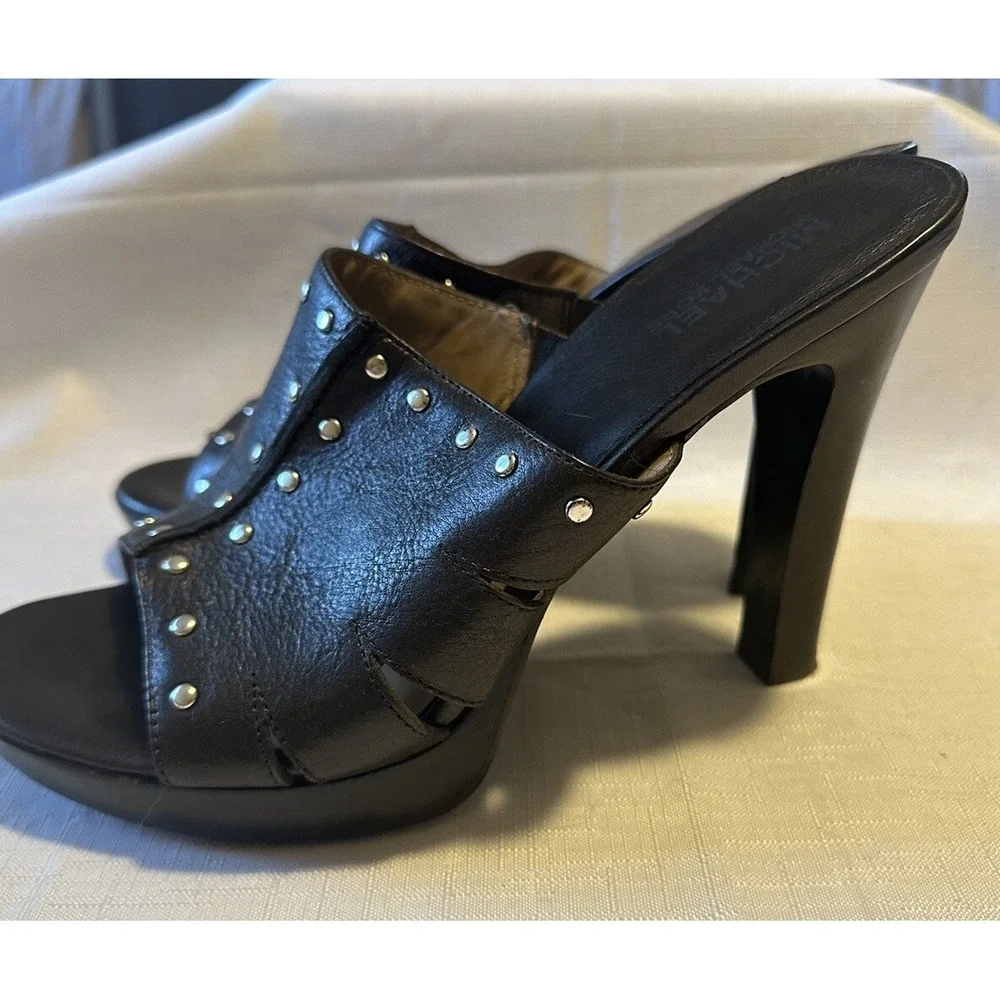 Michael Kors Astor‎ Dark Brown Studded cut-out slide women's sz 8
